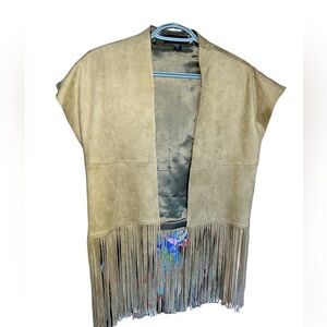 Suede Tan Fringe Vest XS